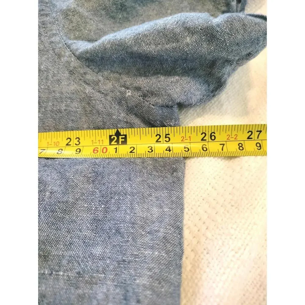 Banana Republic Men's XL Linen Cotton Shirt Slim Fit Blue Short Sleeve‎ Casual